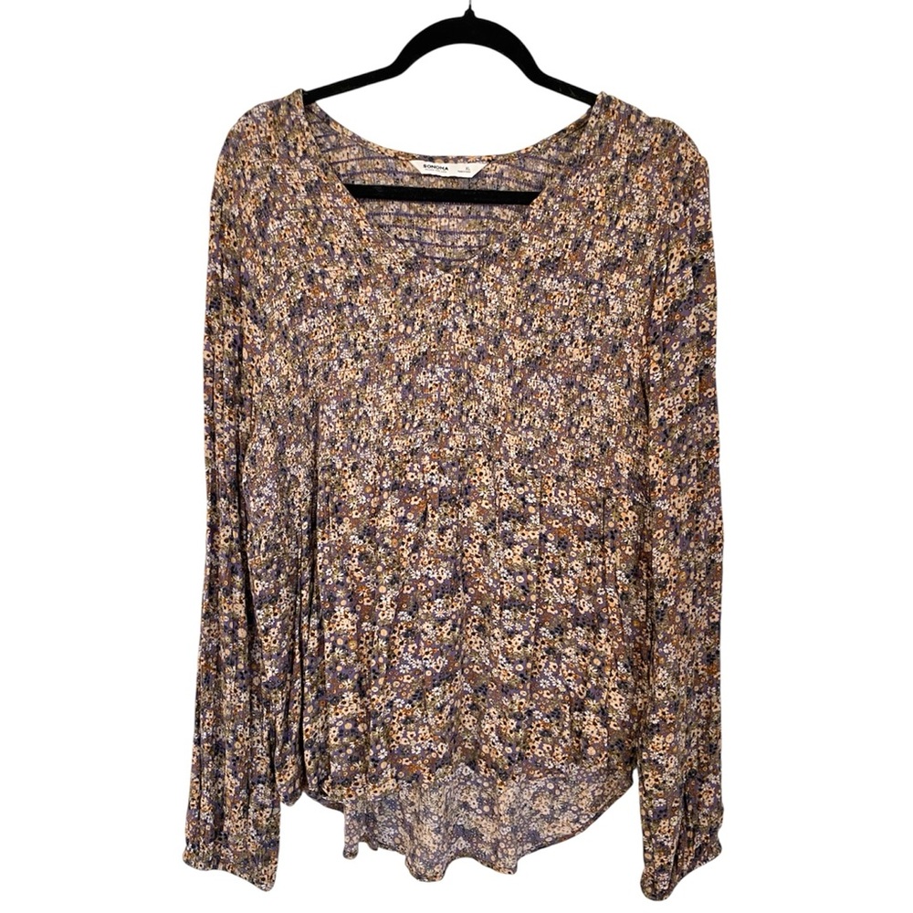 Sonoma Multicolor Floral Long Sleeve V Neck Blouse Women’s XL